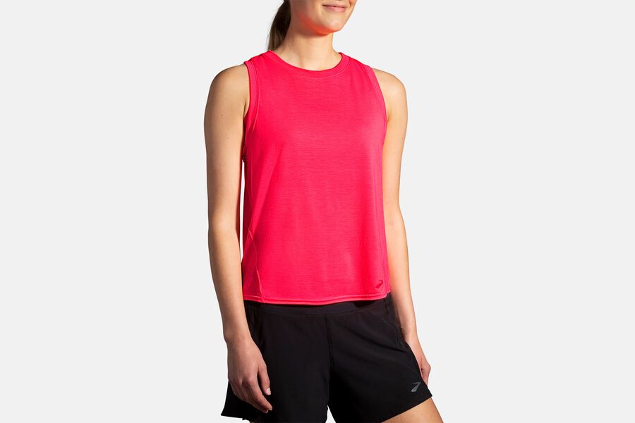 Brooks Women's Distance Tank Tops Fluoro Pink ( KLFAQ8604 )